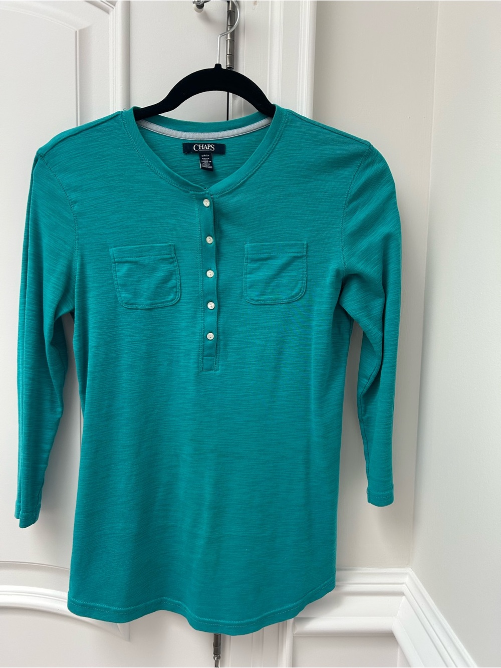 Chaps Teal Long-Sleeve Henley Top